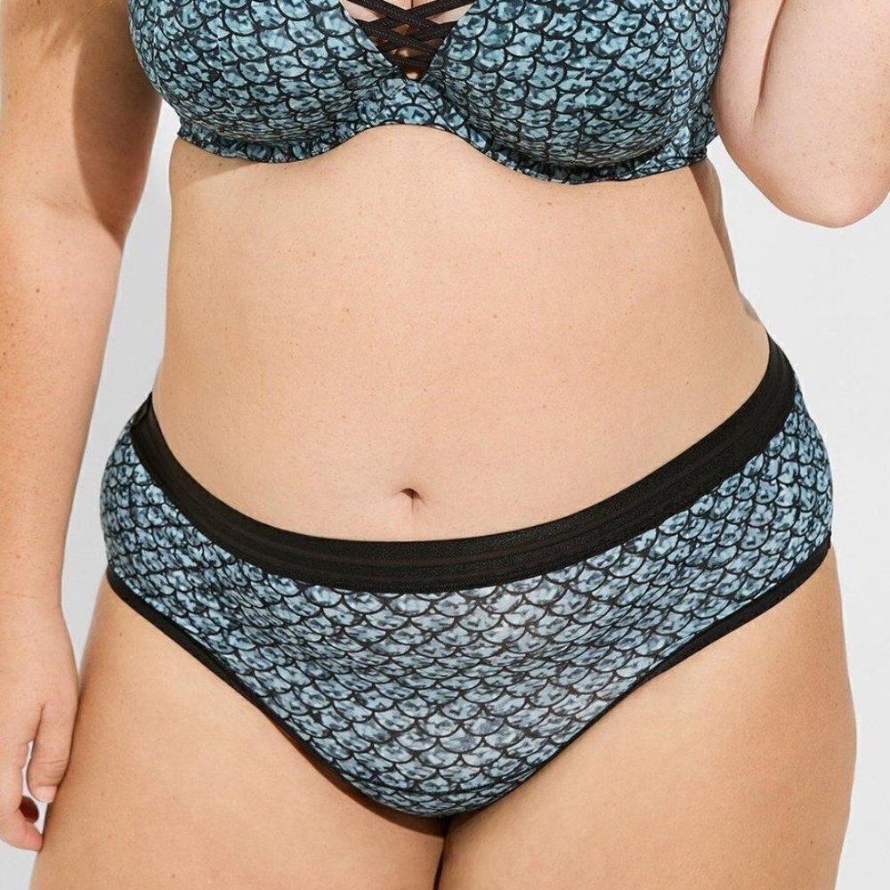 Torrid - Second Skin Mid-Rise Hipster Panty in Mermaid Scales Legion Blue‌‌‌